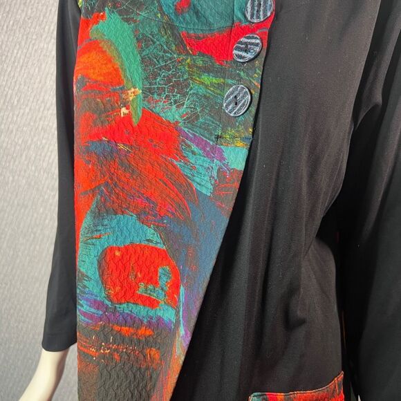Ali Miles Abstract Top Art To Wear Colorful Basic Womens Size XL Pocket Travel S - Picture 6 of 8